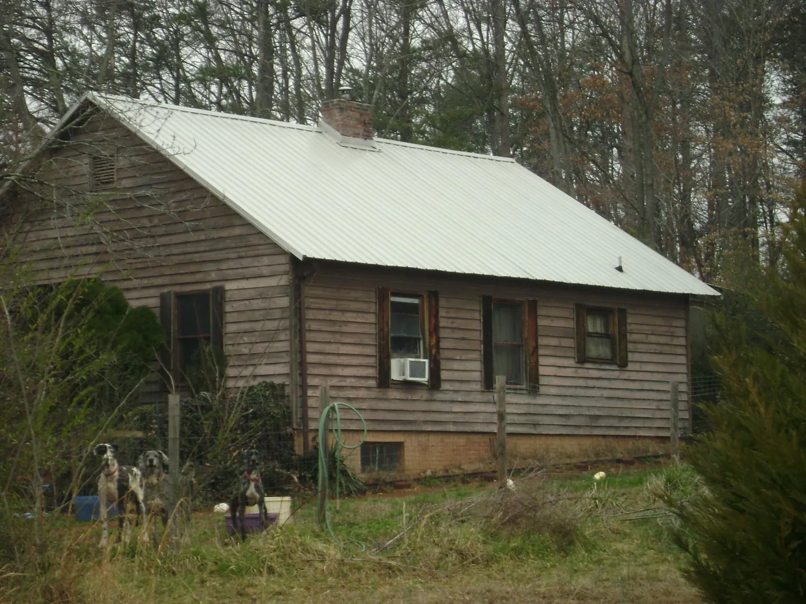 White metal roof on an old wood sided farmhouse, from a Metal Roof Installation job in Tamworth